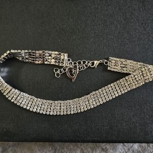 Thalia Sodi - Rhinestone Choker Necklace - Silver Tone